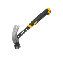 Цельнокованый молоток-гвоздодёр Denzel 450 г, боек с магнитом, двухкомпонентная обрезиненная рукояка 10466