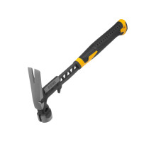 Цельнокованый строительный молоток Denzel 450 г, боек с магнитом, двухкомпонентная обрезиненная рукоятка10468