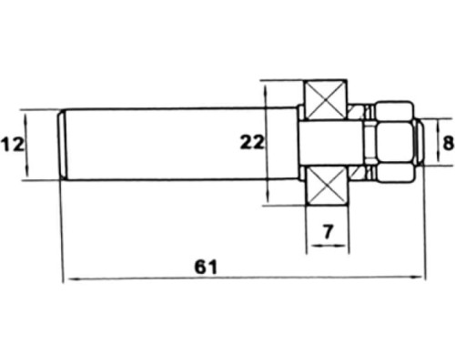 Державка для сменных дисков (крепление гайкой) L=61 мм, l1=26 мм, S=12 мм PROCUT 707251P