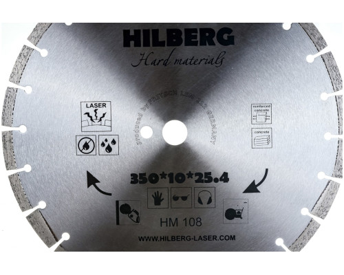 Диск алмазный отрезной сегментный Hard Materials Laser (350x25.4 мм) Hilberg HM108