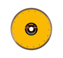 Диск алмазный отрезной сплошной супертонкий 230x22.2 мм, горячий пресс, сухой/мокрый рез Denzel 73074
