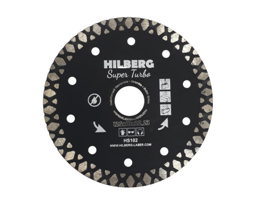 Диск алмазный Super Turbo (125х22.23х10 мм) Hilberg HS102 Диск алмазный Super Turbo (125х22.23х10 мм) Hilberg HS102
