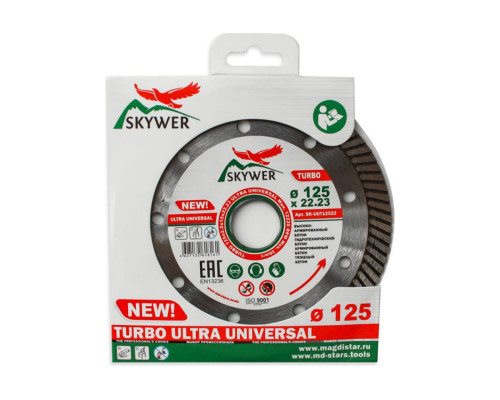 Диск алмазный TURBO ULTRA UNIVERSAL (125х2.2х10х22.23 мм) SKYWER SK-UUT12522 Диск алмазный TURBO ULTRA UNIVERSAL (125х2.2х10х22.23 мм) SKYWER SK-UUT12522