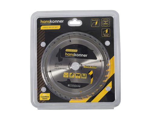 Диск пильный 165х20 мм, 36Z Hanskonner H9022-165-20-36T