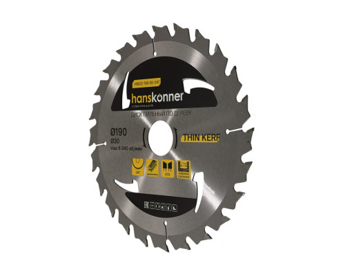 Диск пильный 190х30 мм, 24Z Hanskonner H9022-190-30-24T