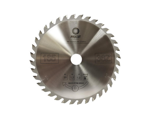 Диск ультратонкий для продольного и поперечного реза (165x20x1.7/1.2 мм; Z=36) PROCUT 797.1652036A