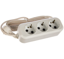 Электрический удлинитель ПВС 0,75кв мм, 3 гнезда, 2200Вт, 3м, заземление СИБИН 55034-3