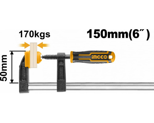 F-образная струбцина INGCO 50x150 мм HFC020501 F-образная струбцина INGCO 50x150 мм HFC020501