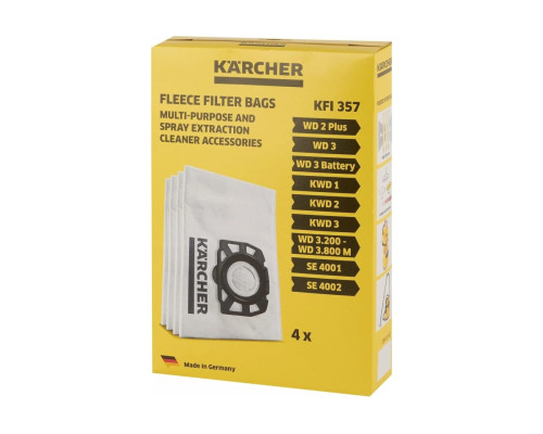 Фильтр-мешки из нетканого материала 4 шт для пылесосов WD 2/WD 3 Karcher 2.863-314.0