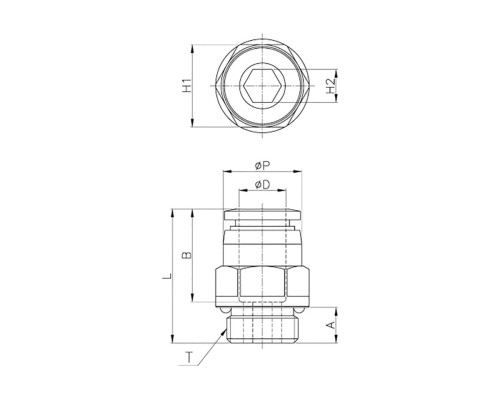 Фитинг 8 мм с наружной металлической резьбой G1/4" CDC Pneumatics PC 08G02