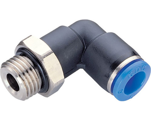 Фитинг L-образный 10 мм с наружной металлической резьбой G1/4" CDC Pneumatics PL 10G02 Фитинг L-образный 10 мм с наружной металлической резьбой G1/4" CDC Pneumatics PL 10G02