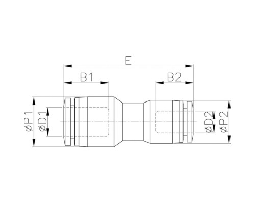 Фитинг прямой переходной пластиковый 10 мм на 6 мм CDC Pneumatics PG 1006N