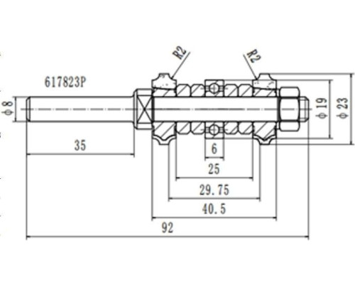 Фреза двойной радиус (поворотные сменные лезвия) D=23x40.5x92 мм, S=8 мм PROCUT 617823P