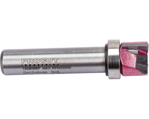 Фреза обгонная Z=2, 12x8x44 мм, S=8 мм, верхний подшипник PROCUT 152805BP