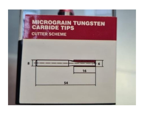 Фреза пазовая 6x16x53 мм, S=8 мм PROCUT 110806P