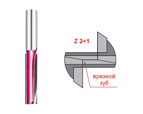 Фреза пазовая с врезным зубом Z2+1, 25x20x52 мм, S=8 мм PROCUT 105881P