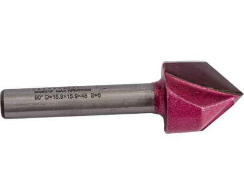 Фреза пазовая V-образная 90 градусов (15.9x15.9x45 мм; хв-к 6 мм) PROCUT 200631P