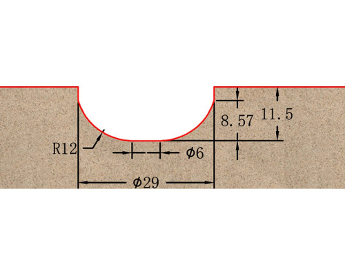 Фреза профильная для фасадов (29x11.5x56.5 мм; S=12 мм) Greencut BX11083