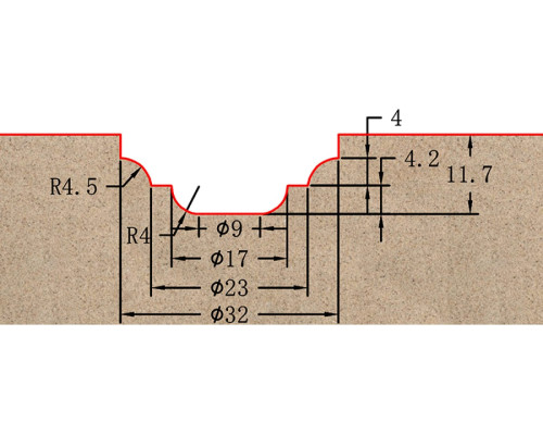 Фреза профильная для фасадов (32x11.7x56.7 мм; S=12 мм) Greencut BX11056