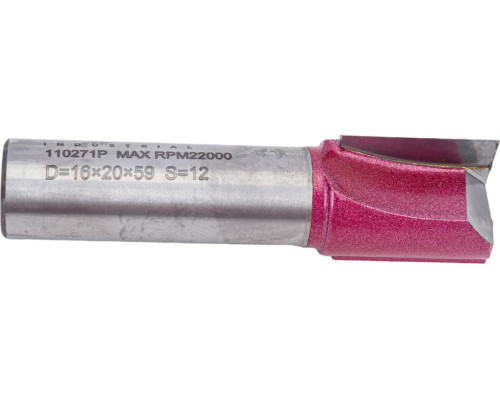 Фреза прямая пазовая Z=2, 16x20x60 мм, S=12 мм PROCUT 110271P