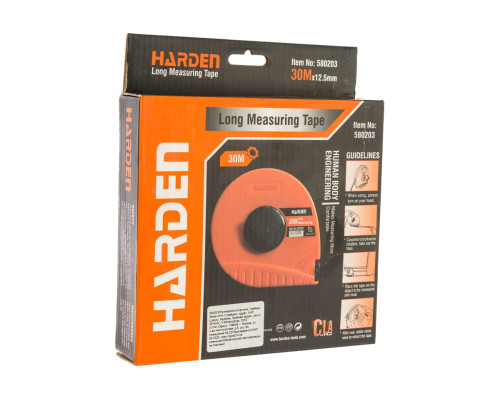 Геодезическая рулетка HARDEN с фибергласовой лентой и закрытым корпусом, 30м. 580203 Геодезическая рулетка HARDEN с фибергласовой лентой и закрытым корпусом, 30м. 580203