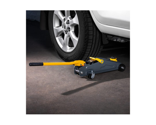 Гидравлический подкатной домкрат Denzel с фиксатором, 2.8 т, 135-385 мм 51155