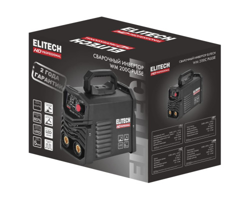 Инверторный сварочный аппарат Elitech HD WM 200c Pulse 204467 Инверторный сварочный аппарат Elitech HD WM 200c Pulse 204467