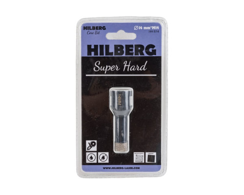 Коронка алмазная с воском по керамике и керамограниту Super Hard (14 мм; M14) Hilberg HH614