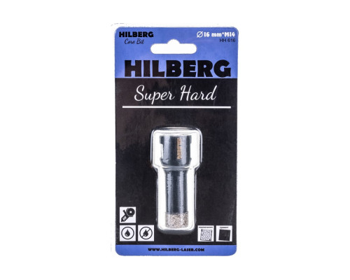 Коронка алмазная с воском по керамике и керамограниту Super Hard (16 мм; M14) Hilberg HH616 Коронка алмазная с воском по керамике и керамограниту Super Hard (16 мм; M14) Hilberg HH616
