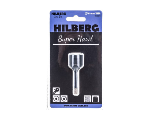 Коронка алмазная с воском по керамике и керамограниту Super Hard (6 мм; M14) Hilberg HH606 Коронка алмазная с воском по керамике и керамограниту Super Hard (6 мм; M14) Hilberg HH606