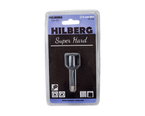 Коронка алмазная с воском по керамике и керамограниту Super Hard (8 мм; M14) Hilberg HH608
