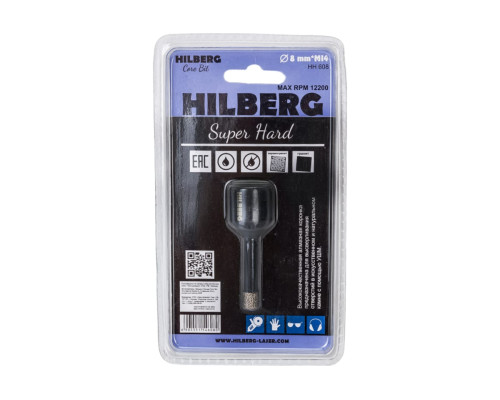 Коронка алмазная с воском по керамике и керамограниту Super Hard (8 мм; M14) Hilberg HH608 Коронка алмазная с воском по керамике и керамограниту Super Hard (8 мм; M14) Hilberg HH608