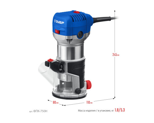 Кромочный фрезер ЗУБР Профессионал 750 вт, 3 основания, сумка ФПК-750Н
