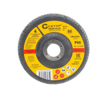 Круг наждачный лепестковый по металлу Plus (125 х 22.2 мм; Р60; циркониевый) CUTOP 72-12560