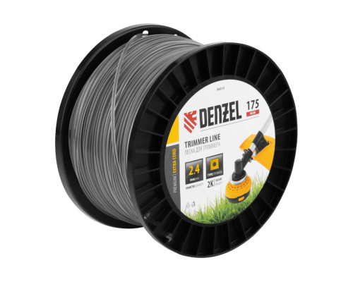 Леска двухкомпонентная EXTRA CORD (2.4 мм, 175 м, квадрат, на DIN катушке) для триммера Denzel 96818