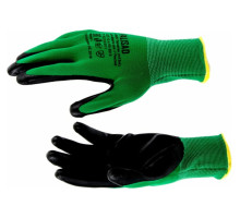 Маслобензостойкие полиэфирные перчатки с чёрным нитрильным покрытием Palisad L, 15 класс вязки 67865