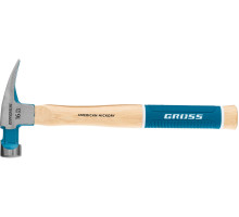 Молоток-гвоздодер GROSS American hickory 450г, угол 75, магнит, обрезиненная рукоятка 10418