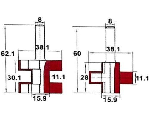 Набор для сращивания 38.1x28.1/30.1x11.1x60/62 мм, S=8 мм PROCUT 609825P