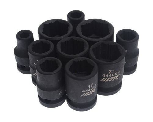 Набор головок 6-гранных для поврежденных болтов и гаек (8-24 мм; 1/2"; 10 шт.) JTC-7865