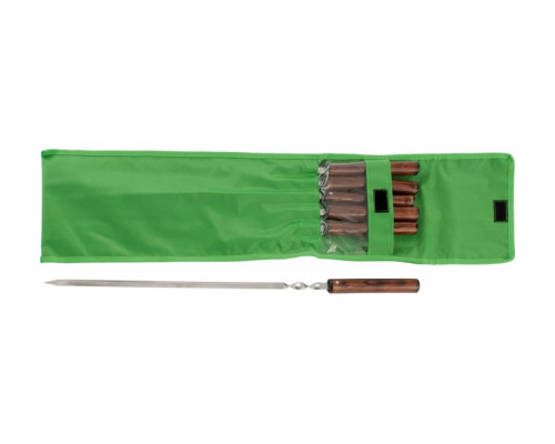 Набор плоских шампуров с цельной деревянной рукояткой PALISAD Camping 650 мм, в чехле, 6 шт. 69682