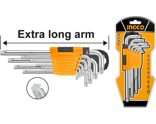 Набор шестигранников INGCO TORX Т10-Т50 мм Extra Long INDUSTRIAL HHK13092