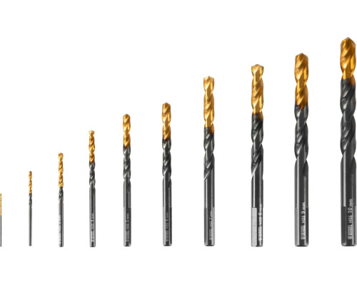 Набор сверл по металлу Golden Tip 1-10 мм, HSS-Tin, 10 шт Denzel 72316