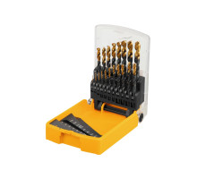 Набор сверл по металлу Golden Tip 1-10 мм, HSS-Tin, 19 шт Denzel 72321