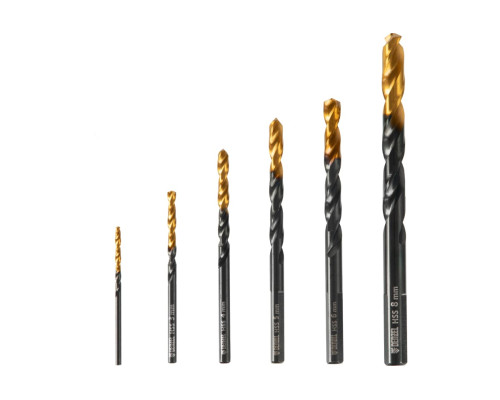 Набор сверл по металлу Golden Tip 2, 3, 4, 5, 6, 8 мм, HSS-Tin, 6 шт Denzel 72300