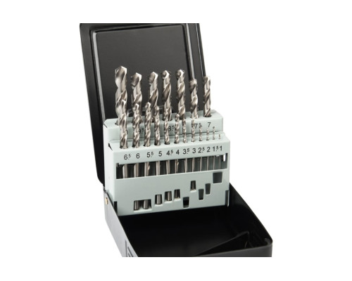 Набор сверл по металлу HSS-G 19 шт, 1-10 мм x 0.5 мм, DIN 338, шлифованные D.BOR D-TD-338-HSS-MS1-19