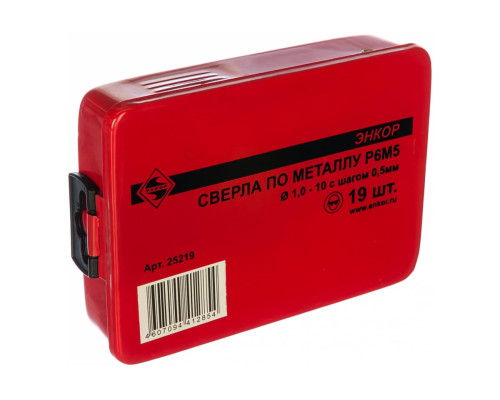 Набор сверл по металлу P6M5 19 шт Энкор 25219