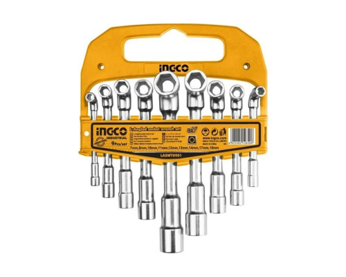 Набор торцевых Г-образных ключей INGCO INDUSTRIAL 7-19 мм, 9 предметов LASWT0901