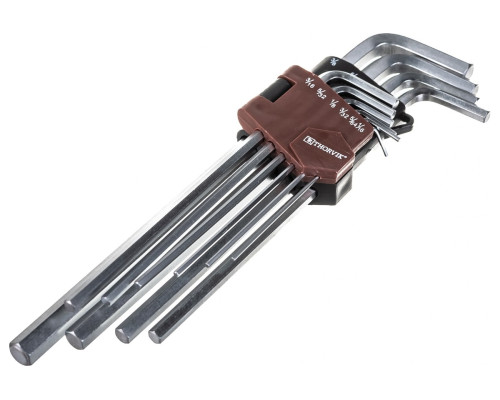 Набор торцевых шестигранных удлиненных дюймовых ключей Thorvik HKIL10S H1/16 -H3/8 , 10 предметов 53099