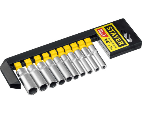 Набор торцовых головок STAYER RSS 10SD 1/4"DR, 10 предметов 27759-H10