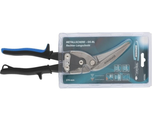 Ножницы по металлу 270 мм, прямой и правый проходной рез, сталь СrMo, двухкомпонентные рукоятки GROSS PIRANHA 78333